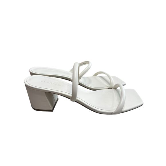 Everlane The Double Strap Heel Women 8 White Leather Block Heel Minimalist - Picture 1 of 9